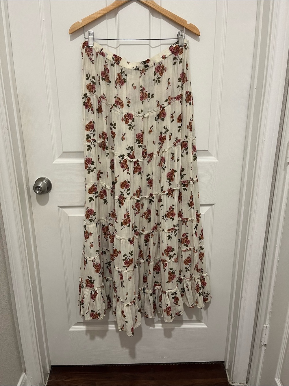 NWOT Denim & Supply Ralph Lauren Women's Beige Floral Boho Tiered Maxi Skirt XL